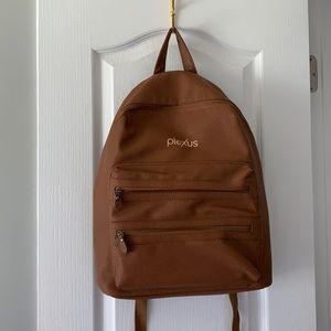 Plexus vision backpack faux leather tan camel gold